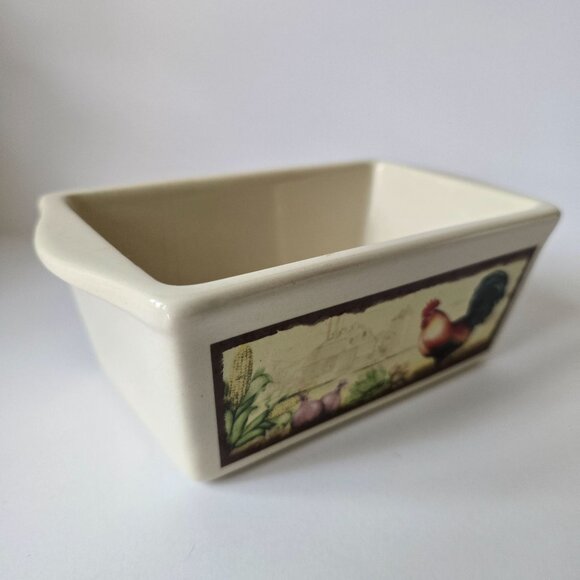 Nantucket Stoneware Mini Loaf Rooster-Themed Rectangular Baking Dish - Picture 11 of 15